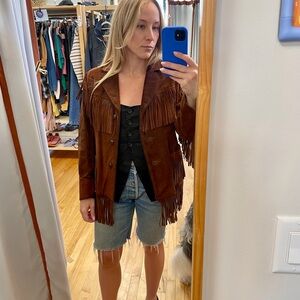 Brown Suede Fringe Women's Jacket
